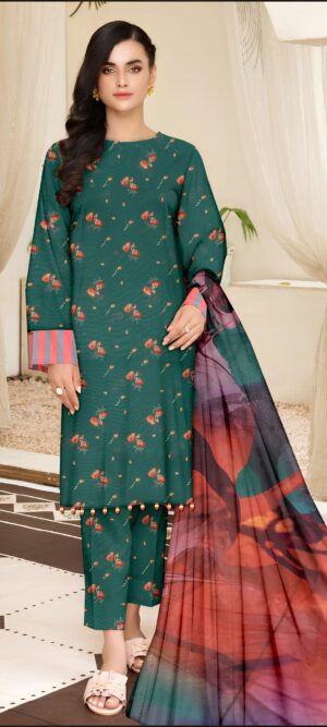 Emerald Rose – 3 Piece Unstitched Lawn Suit